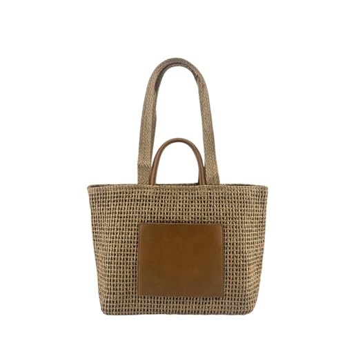 MODELISA - Bolso Tote Rafia Paja Grande De Hombro Estilo Casual Para Playa Shopper Mujer (Marrón)