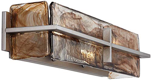 Franklin Iron Works Carlyn Rustic Farmhouse Industrial Wall Light Metallic Bronze Hardwired 23 3/4" Wide Light Bar Fixture Mouth Blown Art Glass For Bathroom Vanity Mirror Decor (Colors May Vary) #TOP6