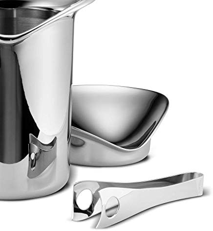 Georg Jensen Wine Ice Bucket with Tongs, Mirror Polished Stainless Steel by Thomas Sandell