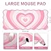 L-SPOUTTO Pink Mouse Pad,Cute Desk Mat XXL Large Scalloped Gaming Mousepad,35.4x15.7in Non-Slip Rubber Base Keyboard Pad Waterproof Desktop Mat for Laptop Computer Work Game Home Office-Pink Heart