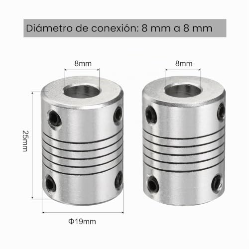 Miniatura 2 de Quarkzman Acoplamiento De Eje De Aleación De Aluminio 8mm A 8mm 5 Piezas