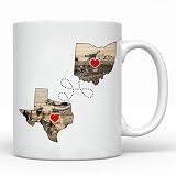 Lotacy Customized Quote Long Distance Friendship State Coffee Mug For Friends, Sister, BFF, 11oz, Long Distance State To State Gift