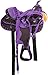 Western Horse Saddle Set, 15 inch, Black and Purple, Synthetic Leather with Crystal Studs (14