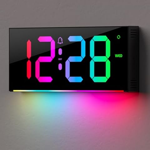Zgrmbo Digital Wall Clock with Remote, A RGB Clock with Beautiful Color Changing, Super Clear Digital Clock with 3.5" Huge Digits, A Wall Clock with Night Light, Idea for Living Room, Office Decor Cover