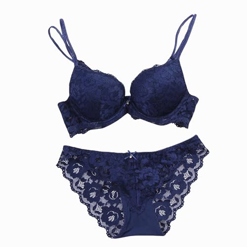 Image of UNITRUST Designer Women's Bra and Panty Set Lace Push Up Solid Lingerie Set