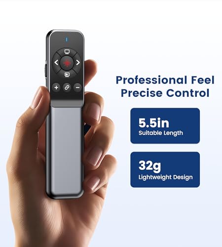 Image of Wireless Presentation Clicker with Laser Pointer, USB-C & USB-A Dual Receiver, Hyperlink & Window Switch Support, 100M Red Light, Compatible with PowerPoint /Keynote /Google Slides
