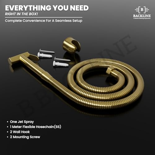 Image of B Backline Brass Jet Spray for Toilet | Health Faucet | Health Faucet with Stand & Flexible Hose Pipe | Health Faucet Set for Bathroom (Gold)