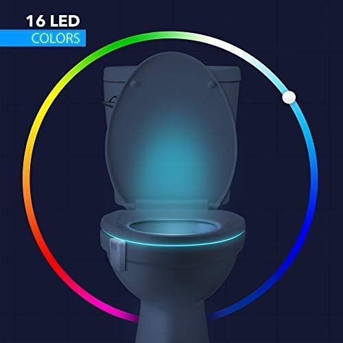 2 Pack Toilet Night Lights with Motion Activated Sensor,16-Color Changing LED Inside Toilet Bowl Nightlight, Cool Stuff for Bathroom Accessories Decor, Unique Gadgets for Men and Kids Brithday Gifts - Image 3