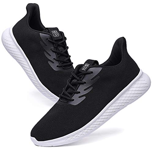 Mens Walking Tennis Shoes Lightweight Lace Up Athletic Running Sneakers 5503 Black 44