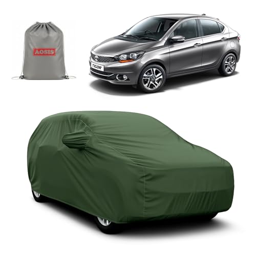 Image of AOSIS 'Waterproof' Car Cover Compatible with Tata Tigor /Tigor Ev 300 GSM Uly Coated Thick Fabric 4X4, Adjustable Belt Buckle, Elastic Grip