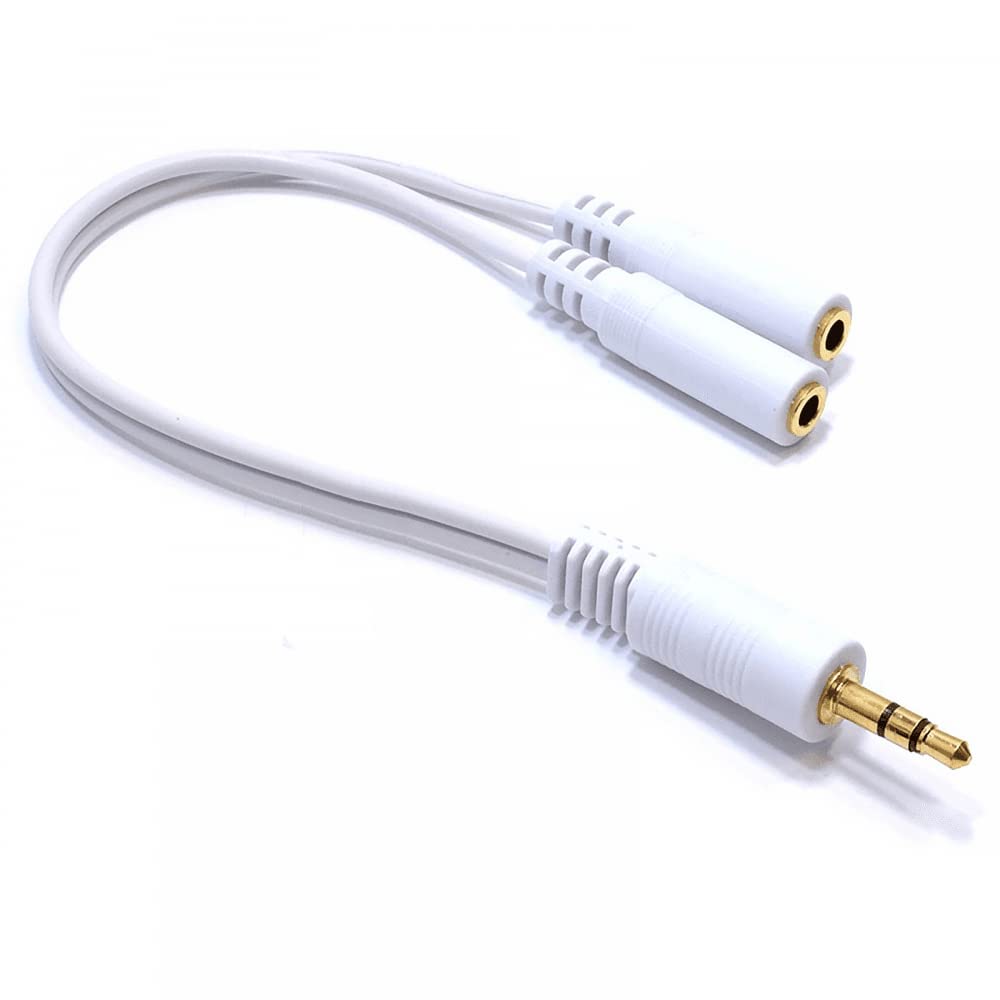 3.5mm Headphone Splitter Jack Y Male to 2 Dual Female Cable Lead Audio Extension gold plated for iPhone, Samsung, Xiaomi, Oppo, Huawei, Vivo, LG etc, BLACK