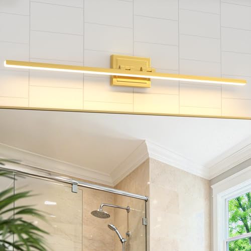 Image of VOLISUN Bathroom Vanity Light 39.4 inch, 24W Dimmable 5CCT Led Bathroom Light Fixture Over Mirror, Gold Bar Vanity Light for Bathrooms-ETL Certificated