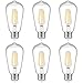 Ascher Vintage LED Edison Bulbs 6W, Equivalent 60W Incandescent, Warm White 2700K, ST58 Antique LED Filament Bulbs, E26 Medium Base, Non-Dimmable, Clear Glass, 6-Packs