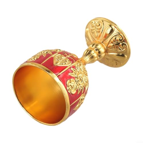 NbgrvB Y 30 ml para copa de vino de aleación pequeña y retro con borde suave, copa de metal para comedor, bar, bebida, reutilizable, con mango dorado (rojo dorado)