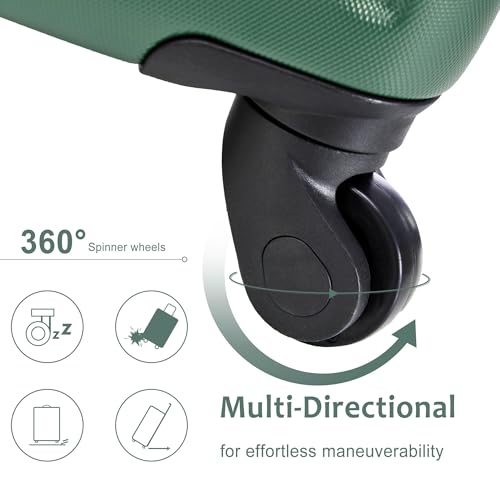 Hardshell Luggage Sets, 3 Piece Carry-on Suitcases with Wheels, TSA Lock (Green)4