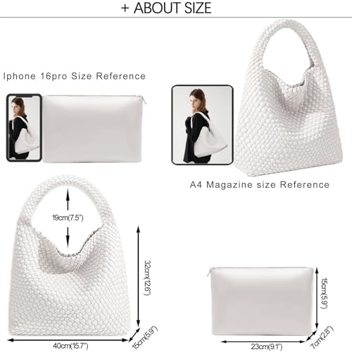 Image of JINMANXUE Woven Tote Bag for Women, Fashion Hobo Handbag, Travel Top-handle Shoulder Bag, Beach Underarm Bag with Purse