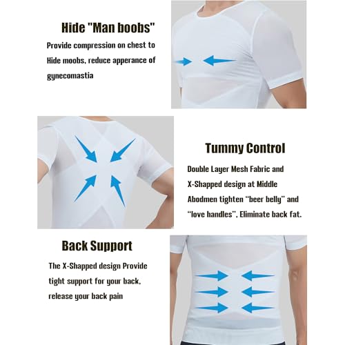 Mens Gynecomastia Compression Shirt Shapewear Slimming Body Shaper Tummy Control Short Sleeve Undershirt Abdomen Tank2