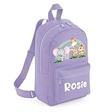 The Baby Box UK Personalised Girls Backpack Toddler Safari Rainbow Back Pack Childrens Rucksack (Lilac)