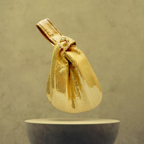 Image of Signature Potli Bag for Women - Sequin Knot Detail | Wedding & Cocktail Festive Statement Ethnic Handbag
