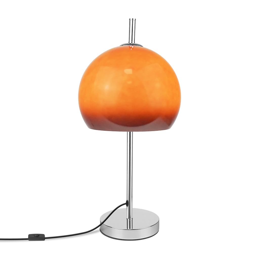 Pilz Lampe,Pilzlampe Tischlampe E27,Acryl Orange Lampenschirm,Silber Lampenkörper,Modern Schreibtischlampe Nachttischlampe Für Wohnzimmer Schlafzimmer Büro Kinderzimmer,Keine Glühbirne Enthalten