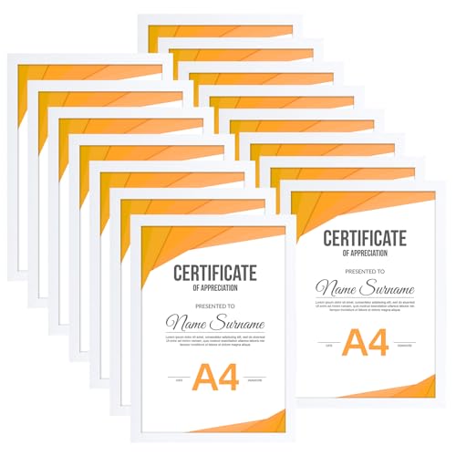 Vasemouh Juego de 15 Marcos A4 con Passepartout, Marcos Color Blanco de MDF para Fotos 15x20 cm o A4, se Pueden Colocar en La Pared o en La Mesa