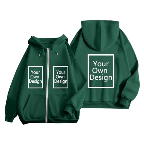 Image of Custom Jackets Design Your Own Full Zipper Hooded Sweatshirt Custom Sweatshirt T Shirts Add Your Own Text or Picture