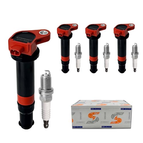 Image of STANDOUT UF499 Ignition Coil Pack & 7090 Iridium Spark Plug Set of 4 | Compatible with 2006-2011 Hyundai Accent 1.6L, 2006-2011 Kia Rio & Rio5 1.6L, 2006-2010 Dodge Attitude 1.6L
