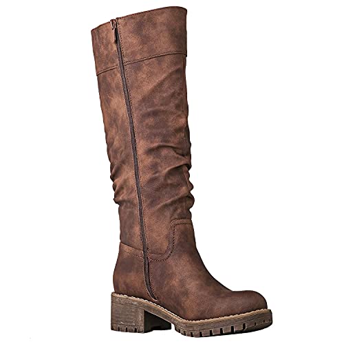 Image of GLOBALWIN Women's Chunky Low Heels Boots Knee High Boots For Women