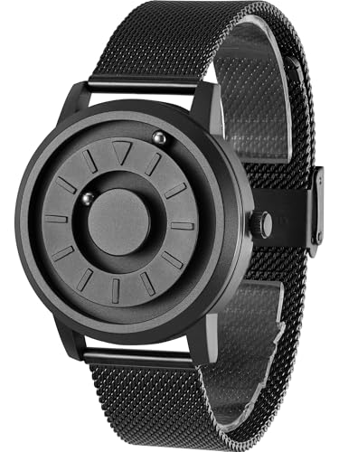Image of EUTOUR Mens Watches Stainless Steel Magnetic Watch Quartz Watch Business Casual Fashion Wrist Watches Stainless Steel Mesh Strap Black Watches Men 40mm