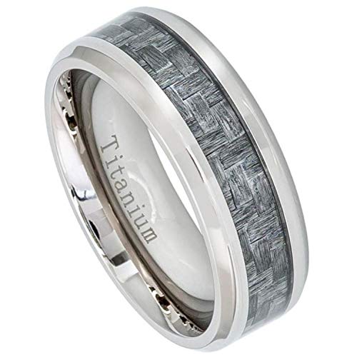 Tungsten Jeweler Free Personalized Laser Engraving Titanium Band Rings 8mm Titanium Ring High Polished Domed with Santos Rosewood Inlay