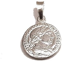 Colgante Moneda perlascarel Colgante Moneda Plata de Ley pequeña 12 mm + asa Replica Emperador Trajano