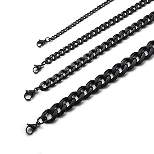 Richsteel Cadena Hombre Acero Inoxidable Negra Cadena Cubana 6mm Ancho 55cm Largo...