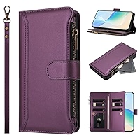 Asuwish Compatible With UMIDIGI F1 Wallet Case Lanyard Leather Flip Card Holder Stand Wrist Strap Cell Phone Cover Umigidi Play Women Men Black