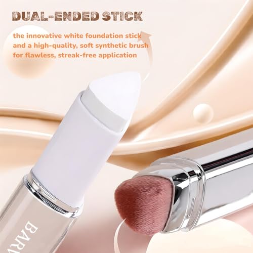 BARVENA Color Changing Foundation Stick with Brush, 1 Fl Oz, Full Coverage Self-Adjusting Makeup for Mature Skin, Gym, Office and Travel Deep Skin Tone — view 2