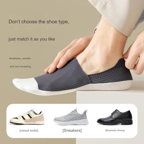 7 Pairs Men High End Ice Silk Mesh Socks Invisible Non Slip Breathable Boat Socks Ultra Thin Cool Liners Socks2