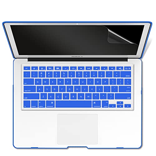 Ibenzer Compatible With Old Version Macbook Air 13 Inch Case (2017-2010 Release), Models: A1466/A1369, Plastic Hard Shell Case With Keyboard & Screen Cover For Mac Air 13, Royal Blue, A13Rbl+2 N #TOP6