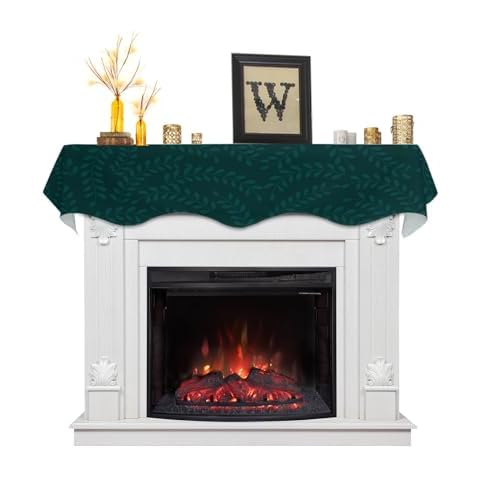 Big buy store Fireplace Scarf Modern Simple Design Plant Dark Green Mantel Scarf Mantel Shelf Top Scarves Mantel Cover Runner for Living Room Bedroom Fireplace Decor 70x17 Inch Cover