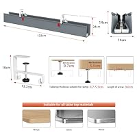 Univivi Kabelkanal Schreibtisch Ohne Bohren, 120 cm Kabelmanagement Grau – Ansicht 5