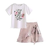 Paket beinhaltet: 1 x Top + 1 x Rock. Hübsch und modisch, das beste Geschenk für 3-12 Jahre alte Mädchen. Ideal für die tägliche Kleidung des Sommers, Familienfeiern, Urlaub, Strand, Straßenfotografie, Party, Picknick, Geburtstag oder andere Festivals.