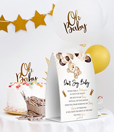 Pazag Don'T Say Baby Set - One 5X7 Sign And 50 Mini Clothespins, Baby Shower Games thumb #3
