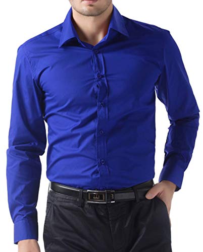 PJ PAUL JONES Men s Royal Blue Dress Shirts Slim Fit Long Sleeve Button Down Designer Shirts (Royal Blue,XL)