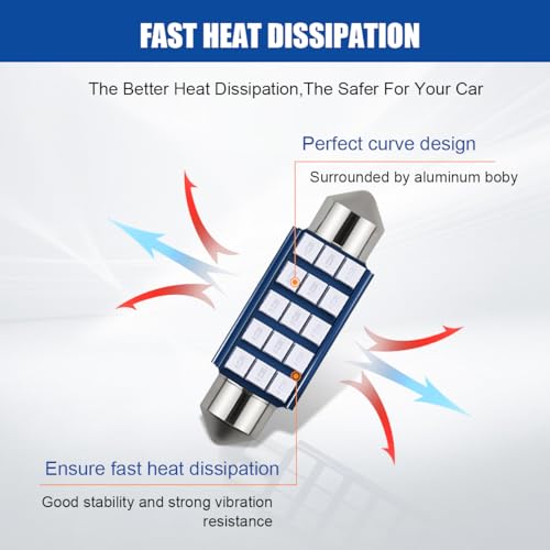4 bombillas LED 578 azul 6000K 1.6 pulg para auto miniatura 4