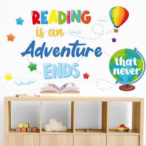 Cinrobiye Inspirational Quotes Wall Decals, Reading Corner Wall Art Stickers Nursery Classroom Playroom Decor for Toddler Kids Reading Study Room...