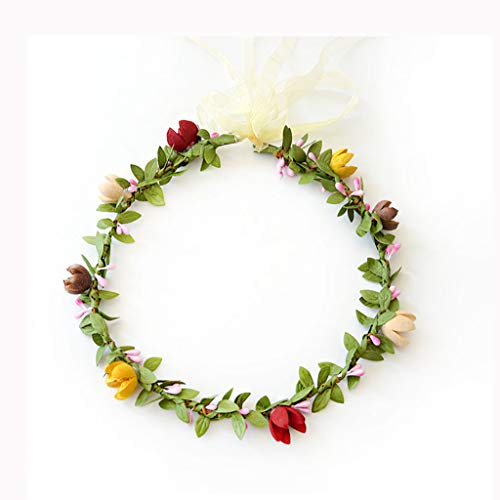 LYM Flower Wreath Wreath Corolla Headband Wedding Festival Hair Accessories (color : A)