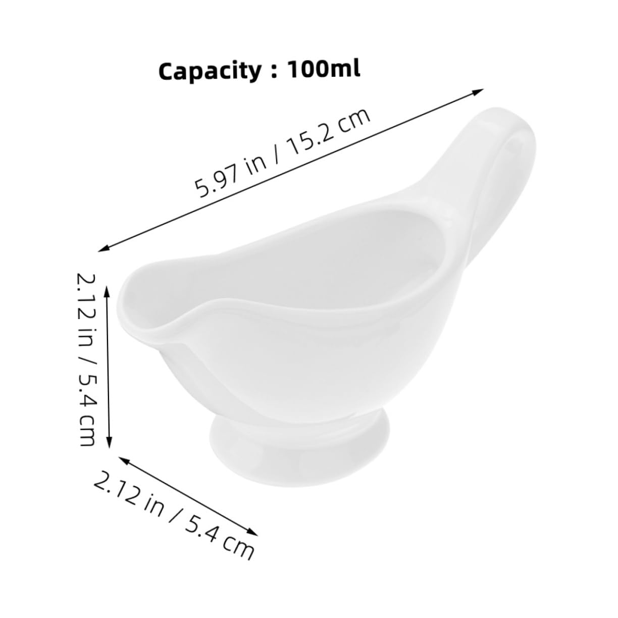 Unomor 3-piece Ceramic Sauce Pot Set Dipping Sauce Cup Seasoning Jar Gravy Boat Pitcher for Salad Dressings Milk 100ml