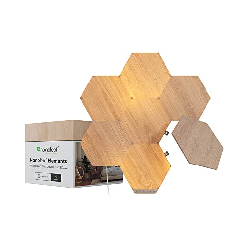 Nanoleaf Elements - Kit inteligente de hexágonos de aspecto de madera (7 paneles)