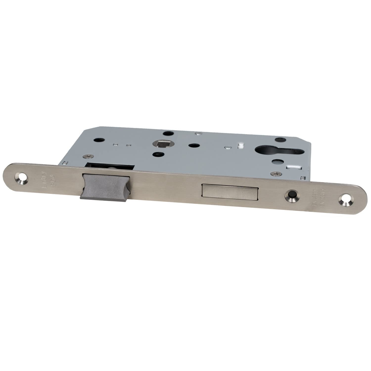 Serrure à larder FELGNER cylindre profilé | pour de porte en bois | Boîtier de serrure en tôle galvanisée + loquet en plastique | Têtière 20mm - axe 55mm - Din gauche et droite