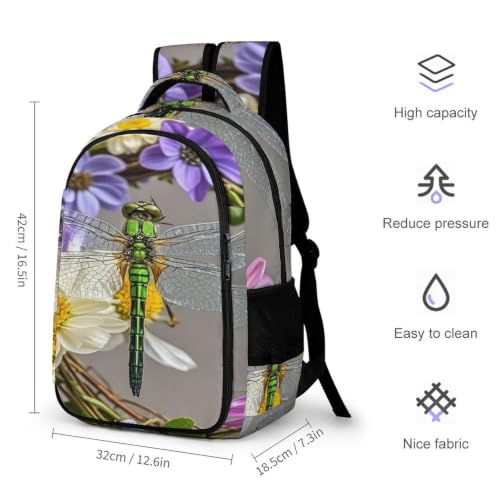 Mochila de viaje con compartimento para portátil y estampado de libélula resistente 2