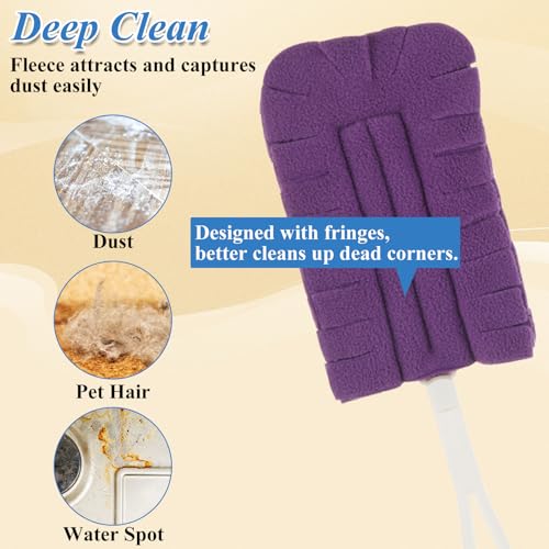 Image of 12Pcs Fleece Duster Refills, Cleaning Reusable Duster Refills, Washable 5 Color with 10 Refill & 2 Handle, Reusable Dusters for Swiffer, Cleaning Home, Pet Hair, Corners, Furniture