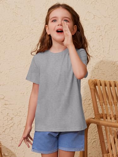 Image of ZDC Girls' Short Sleeve Shirts Kids Crewneck T-Shirts Summer Tops Basic Tees 5-14 Years